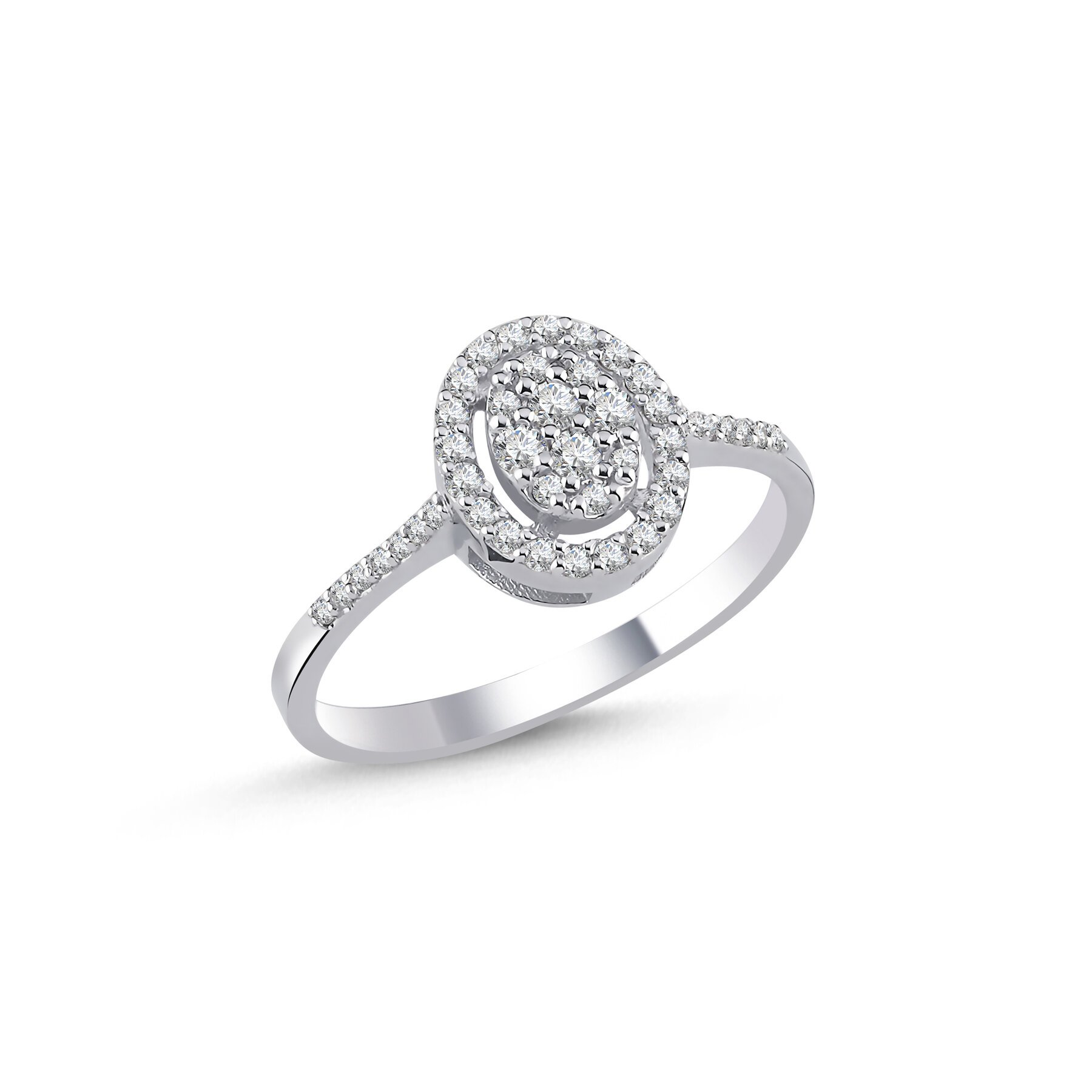 0,35 Karat Laboratuvar Pırlanta Pave Taşlı Yüzük