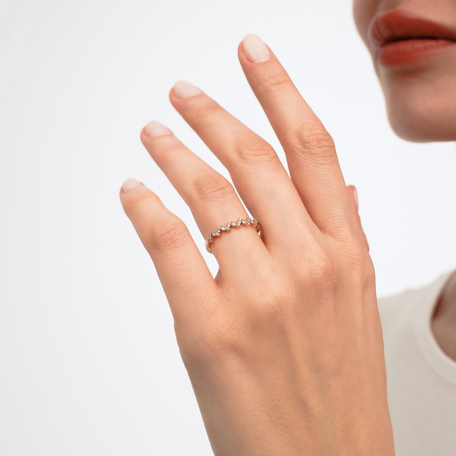 0,20 Karat Laboratuvar Pırlanta Zigzag Yüzük