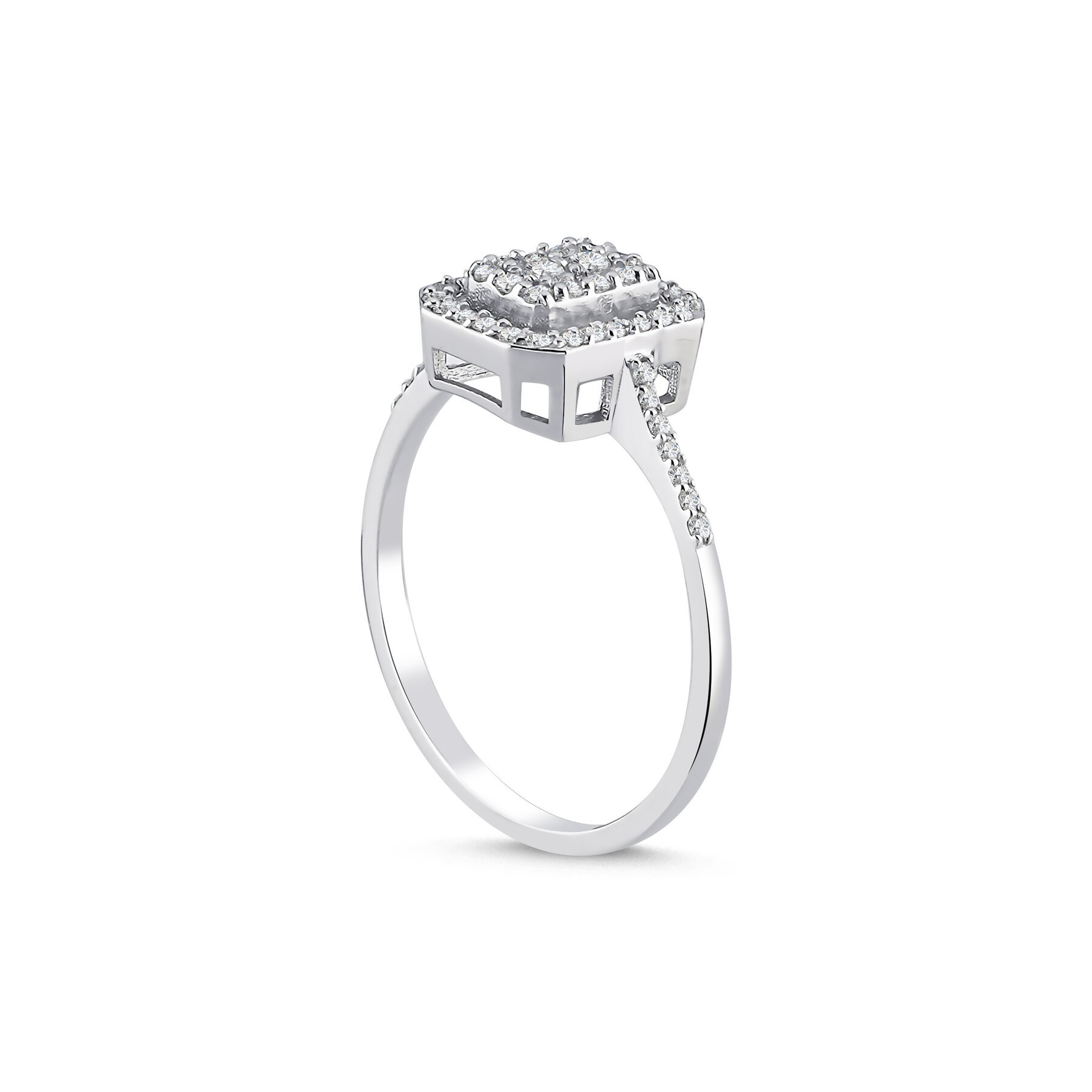 0,38 Karat Laboratuvar Pırlanta Pave Taşlı Yüzük 