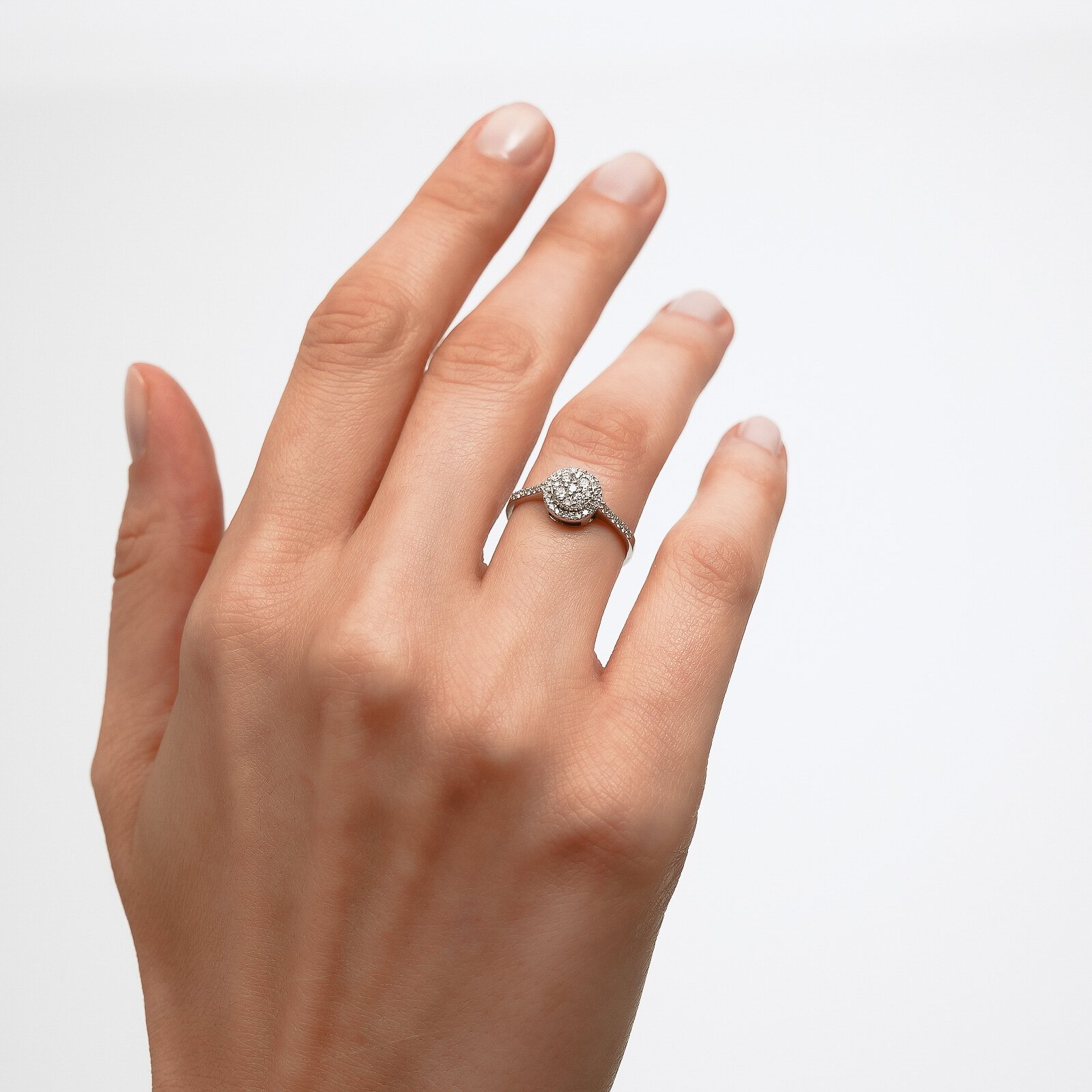 0,37 Karat Laboratuvar Pırlanta Pave Taşlı Yüzük