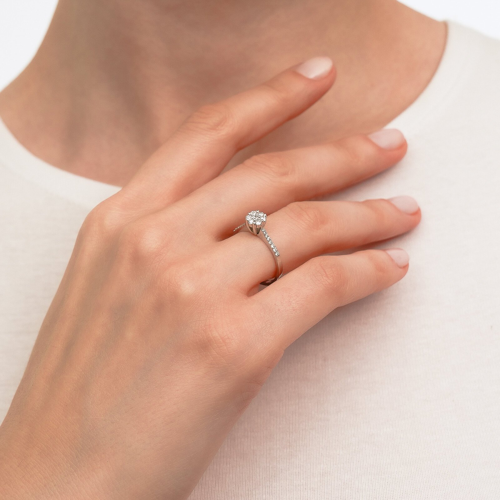 0,34 Karat Laboratuvar Pırlanta Koronet Tektaş Yüzük