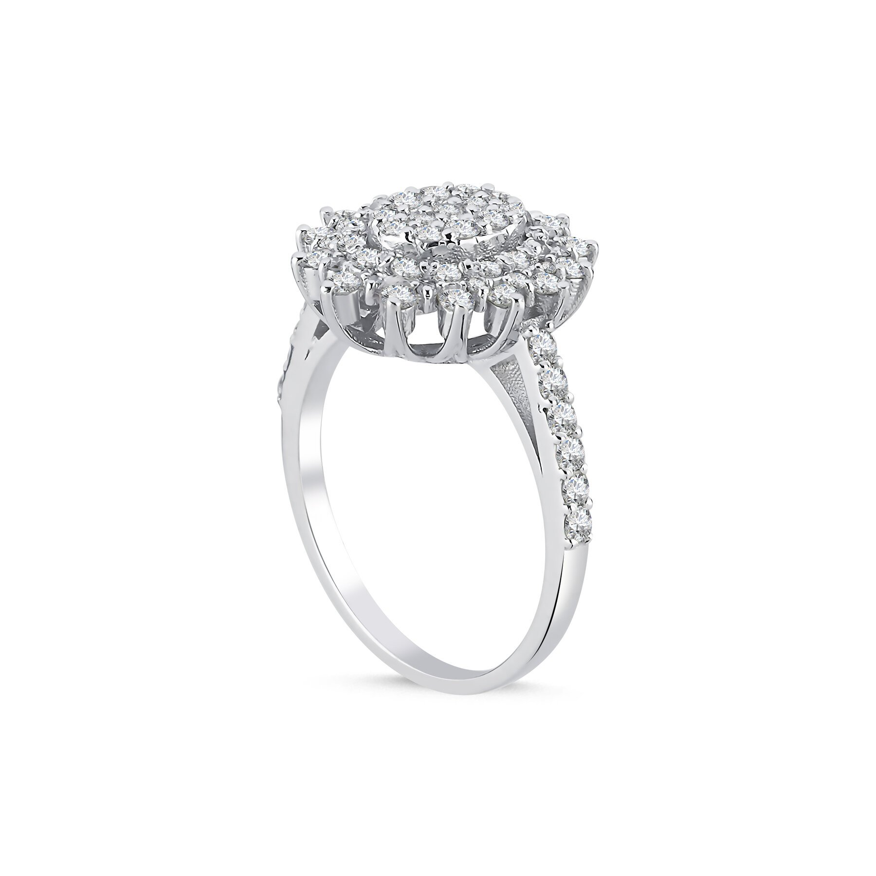 1,18 Karat Laboratuvar Pırlanta Pave Taşlı Gül Yüzük