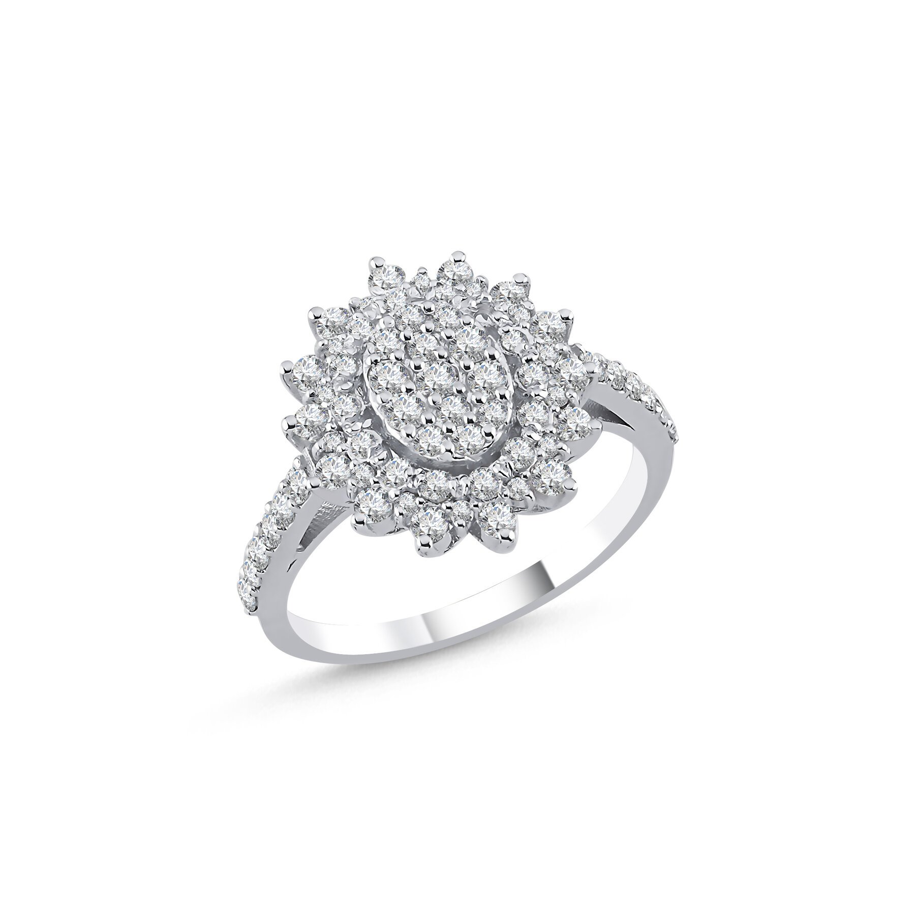 1,18 Karat Laboratuvar Pırlanta Pave Taşlı Gül Yüzük