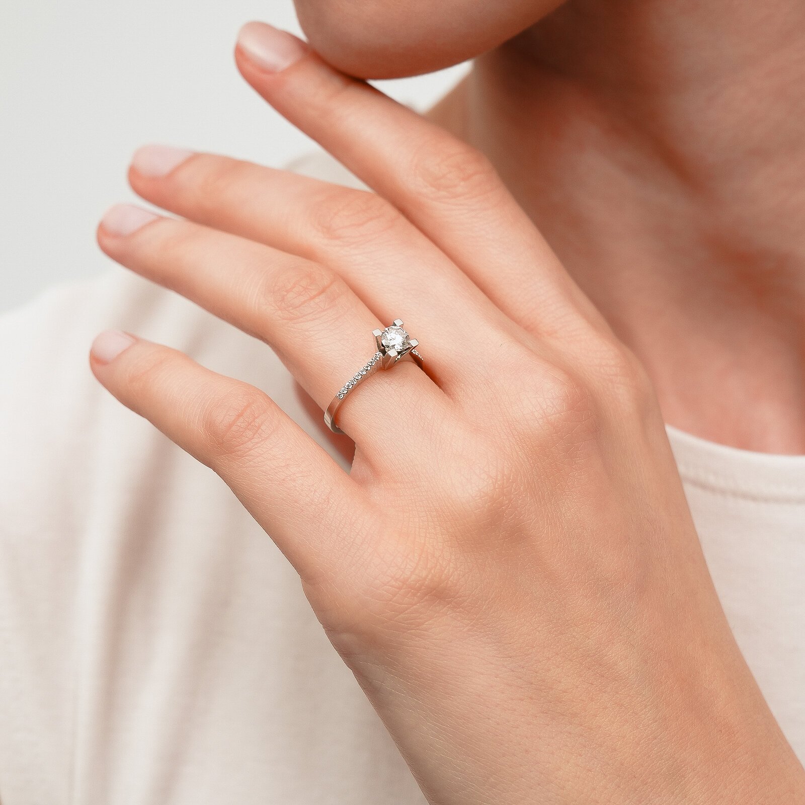 0,58 Karat Laboratuvar Pırlanta Tektaş Yüzük