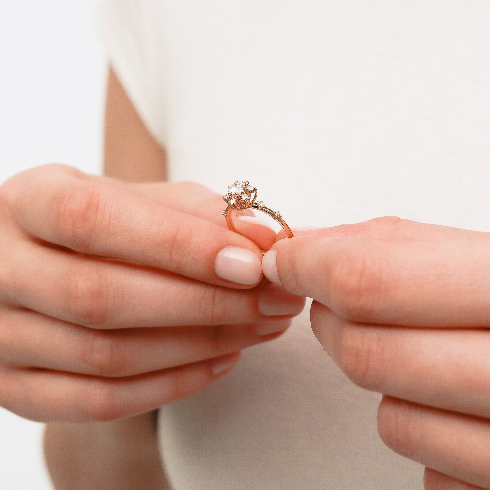 0,54 Karat Laboratuvar Pırlanta Vintage Gül Tektaş Yüzük