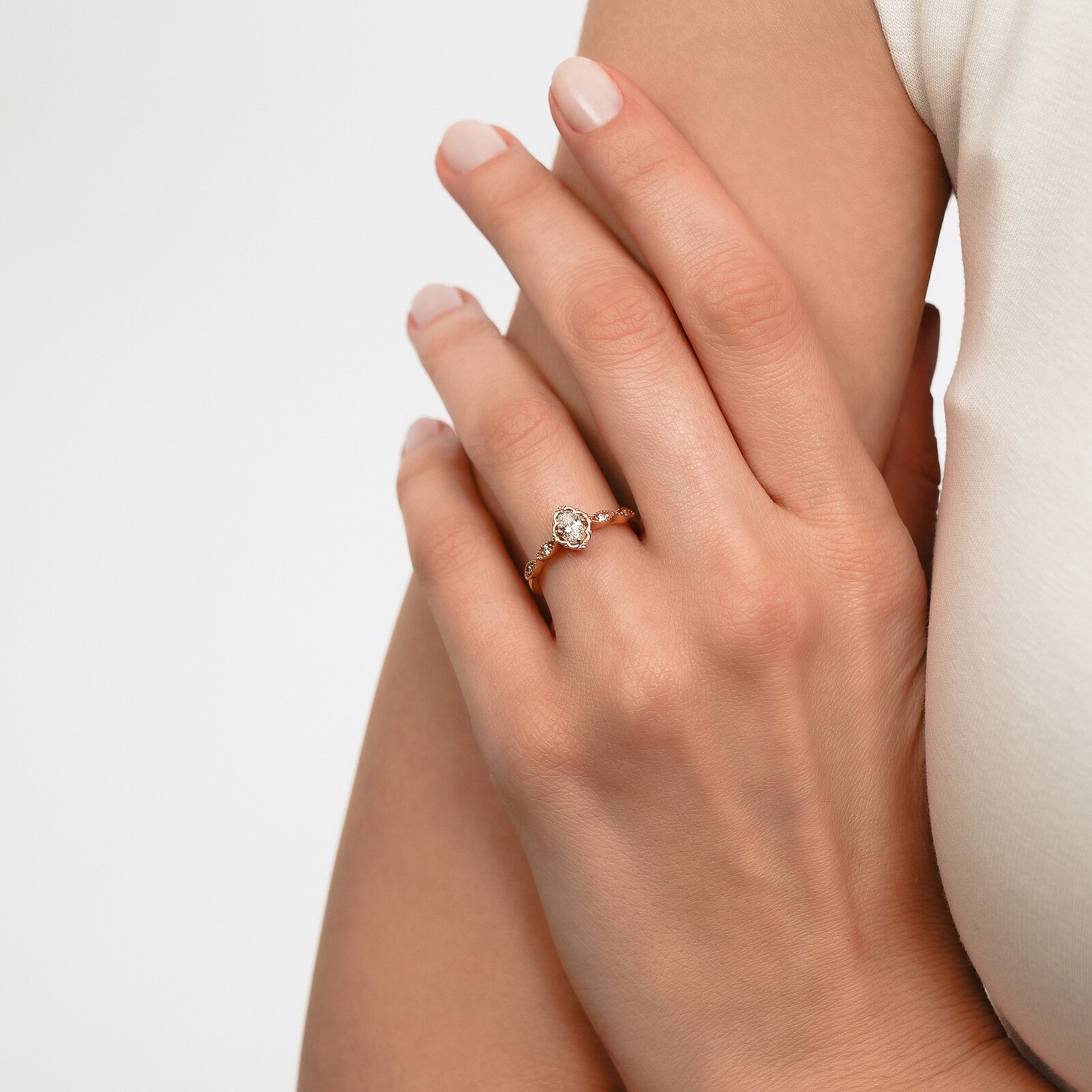 0,42 Karat Laboratuvar Pırlanta Vintage Oval Tektaş Yüzük