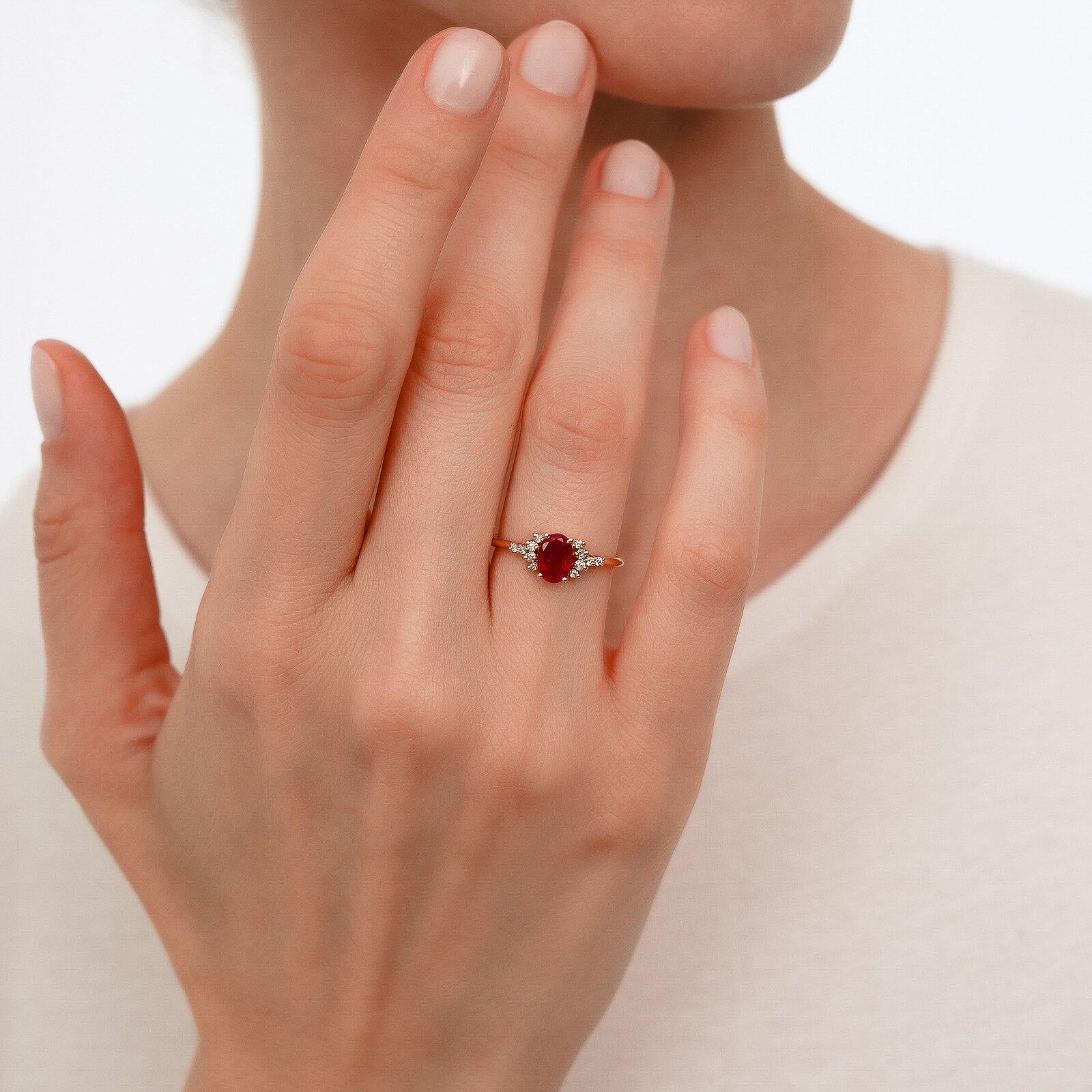 1,03 Karat Ruby Laboratuvar Pırlanta Taşlı Yüzük