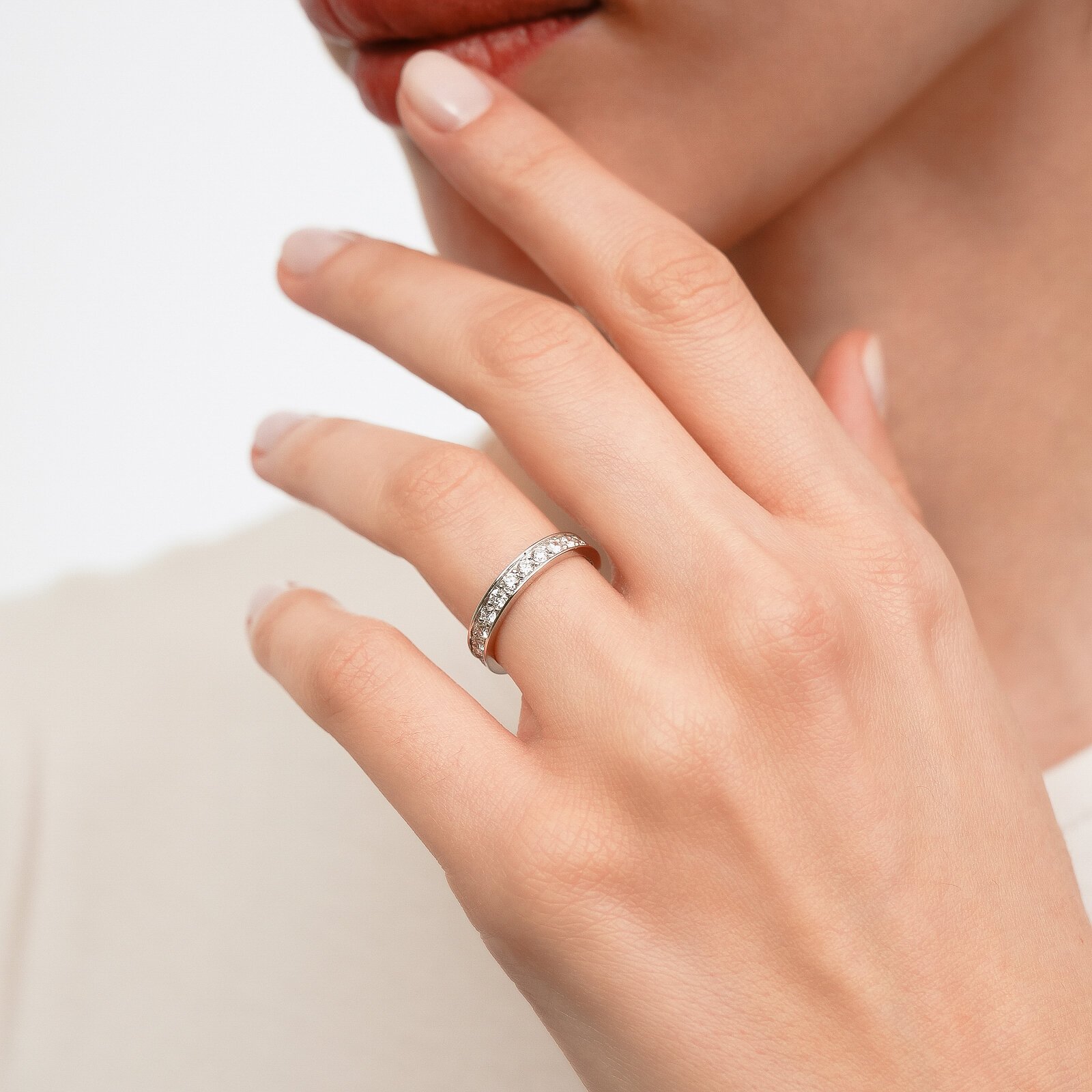 1,12 Karat Laboratuvar Pırlanta Tam Tur Alyans