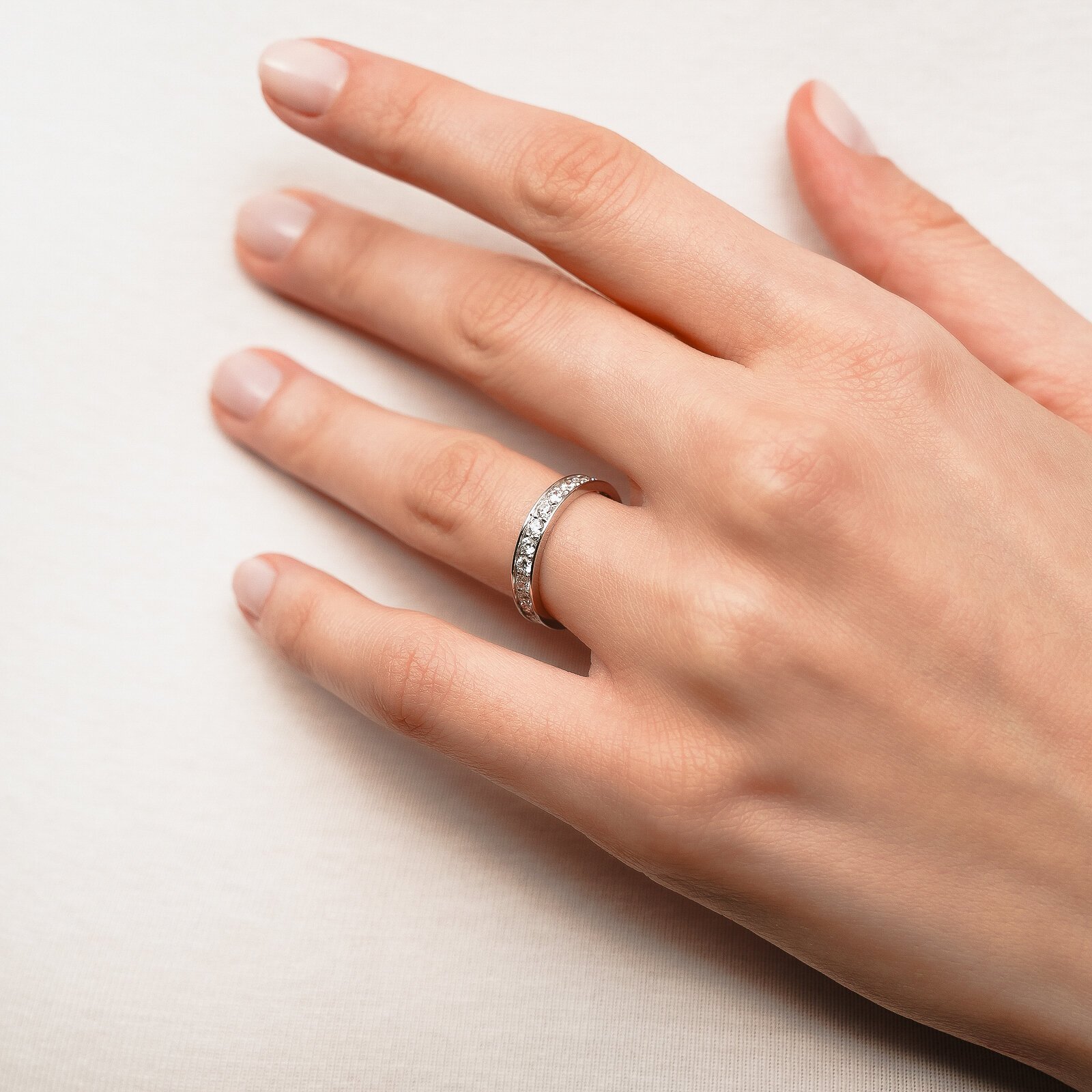 1,12 Karat Laboratuvar Pırlanta Tam Tur Alyans