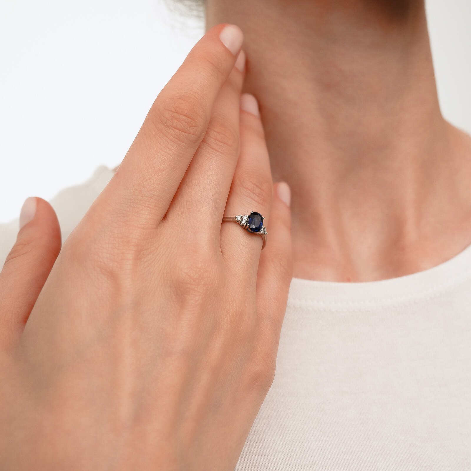 1,23 Karat Safir Laboratuvar Pırlanta Taşlı Yüzük