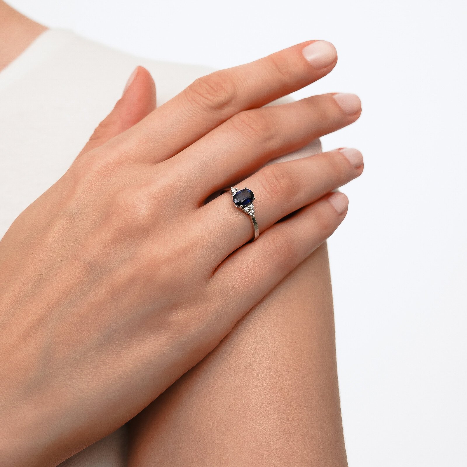 1,23 Karat Safir Laboratuvar Pırlanta Taşlı Yüzük