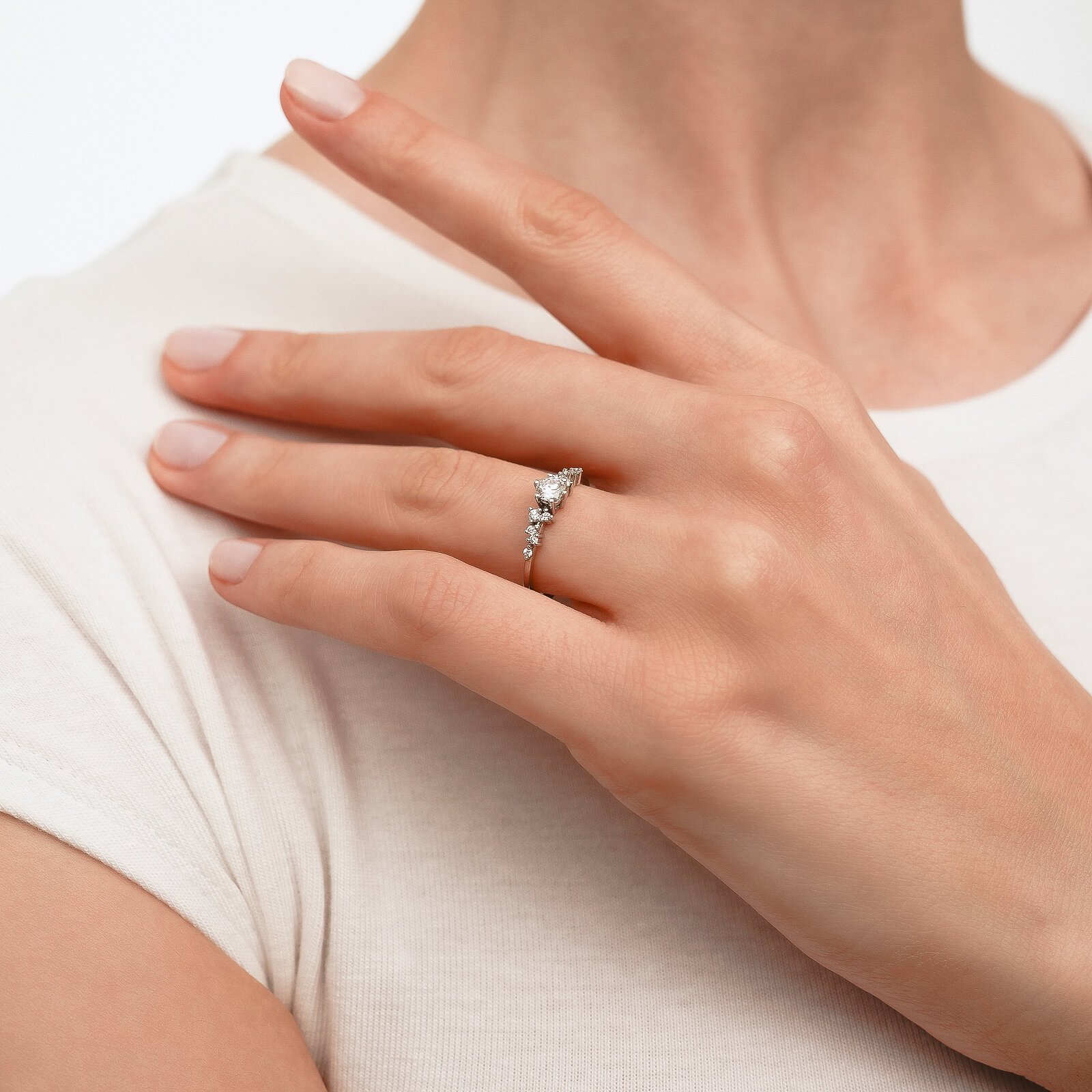 0,39 Karat Laboratuvar Pırlanta Vintage Tektaş Yüzük