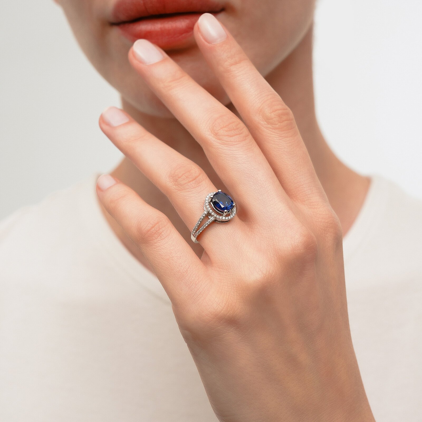 3,00 Karat Safir Laboratuvar Pırlanta Taşlı Yüzük