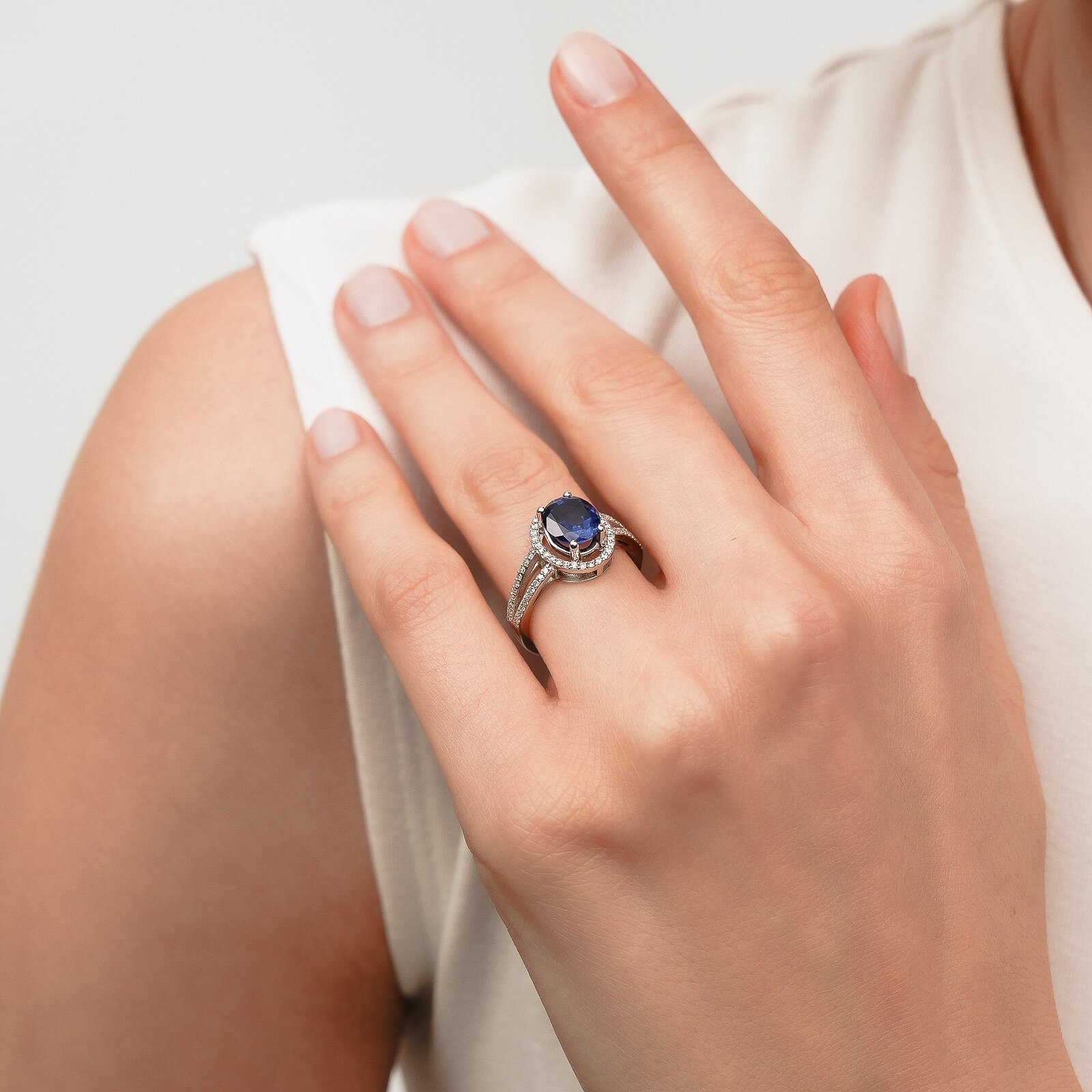 3,00 Karat Safir Laboratuvar Pırlanta Taşlı Yüzük