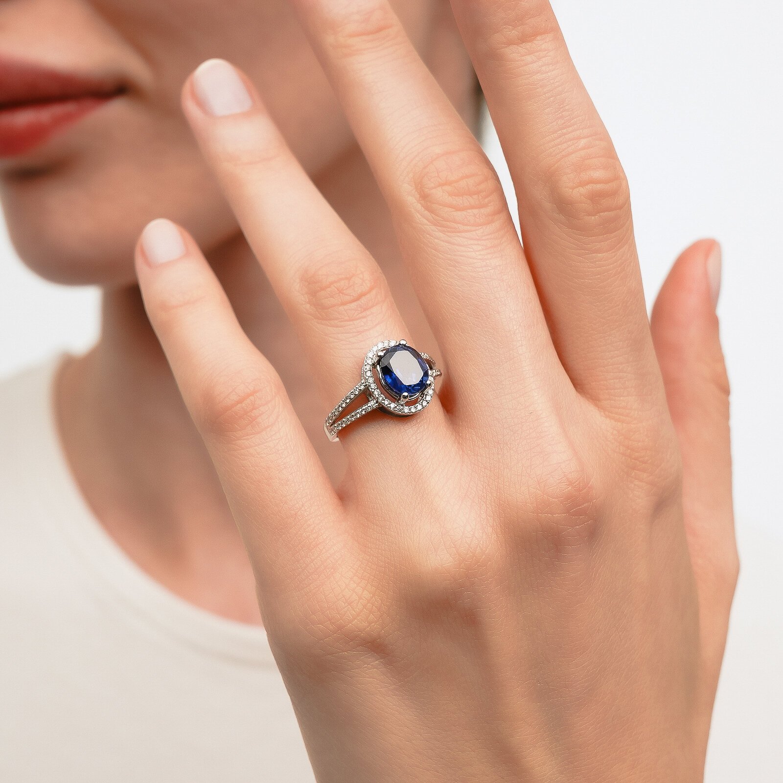 3,00 Karat Safir Laboratuvar Pırlanta Taşlı Yüzük