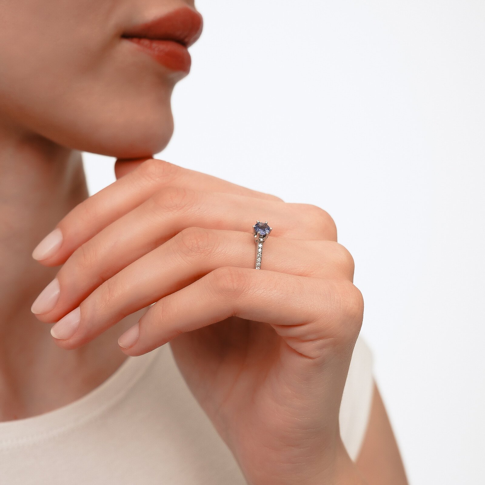 0,62 Karat Safir Laboratuvar Pırlanta Taşlı Yüzük