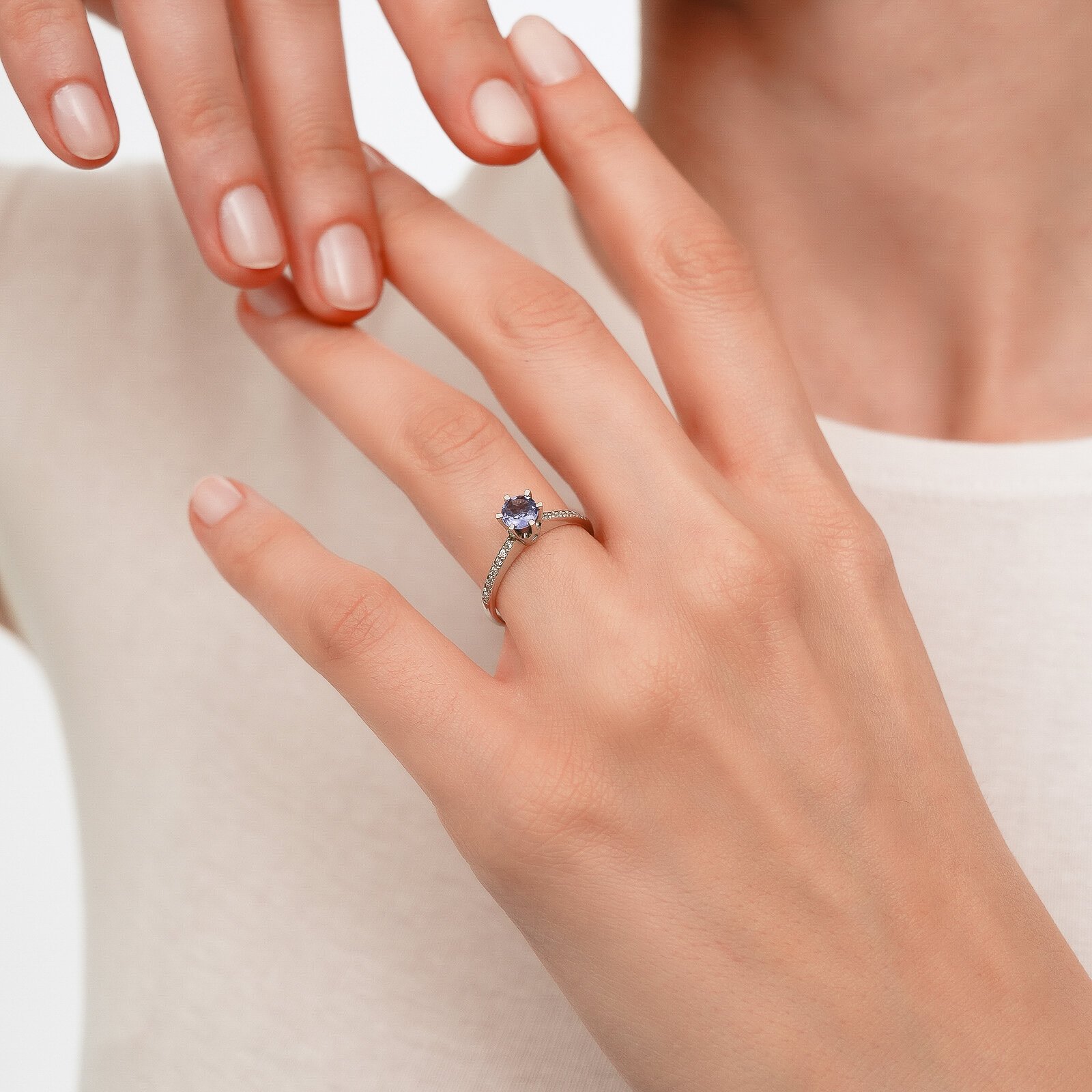 0,62 Karat Safir Laboratuvar Pırlanta Taşlı Yüzük