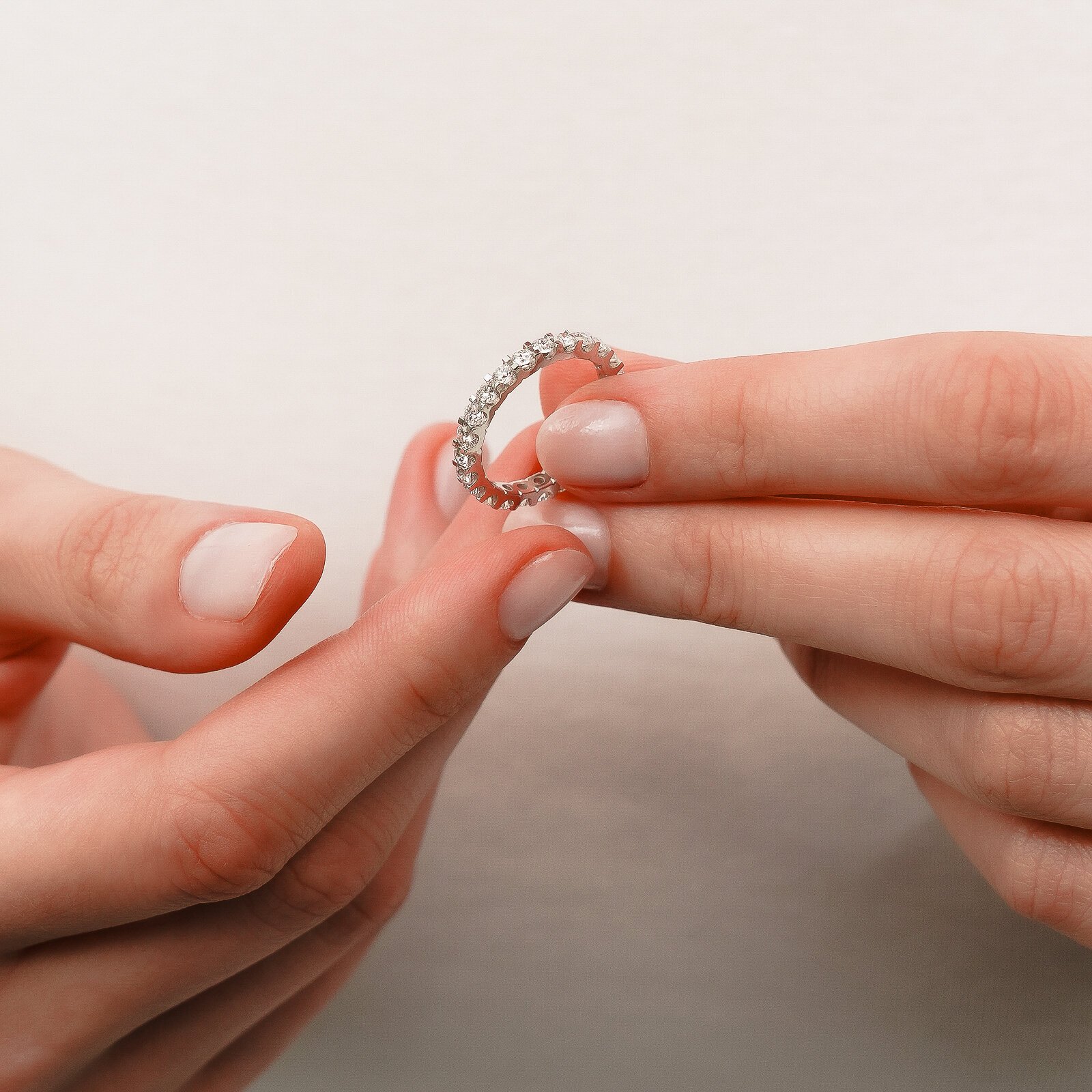 1,38 Karat Laboratuvar Pırlanta Tam Tur Alyans