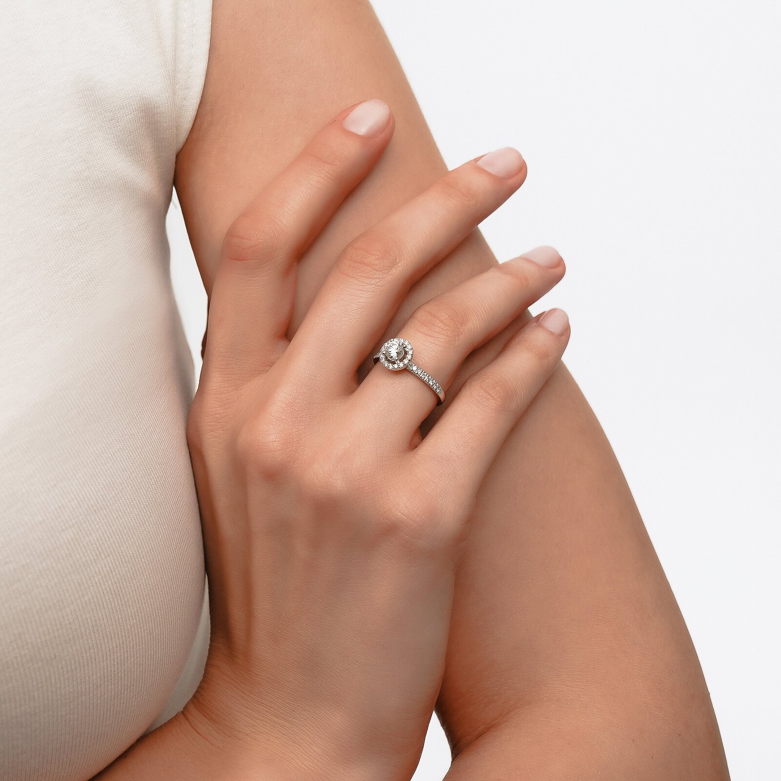 0,66 Karat Laboratuvar Pırlanta Tektaş Yüzük