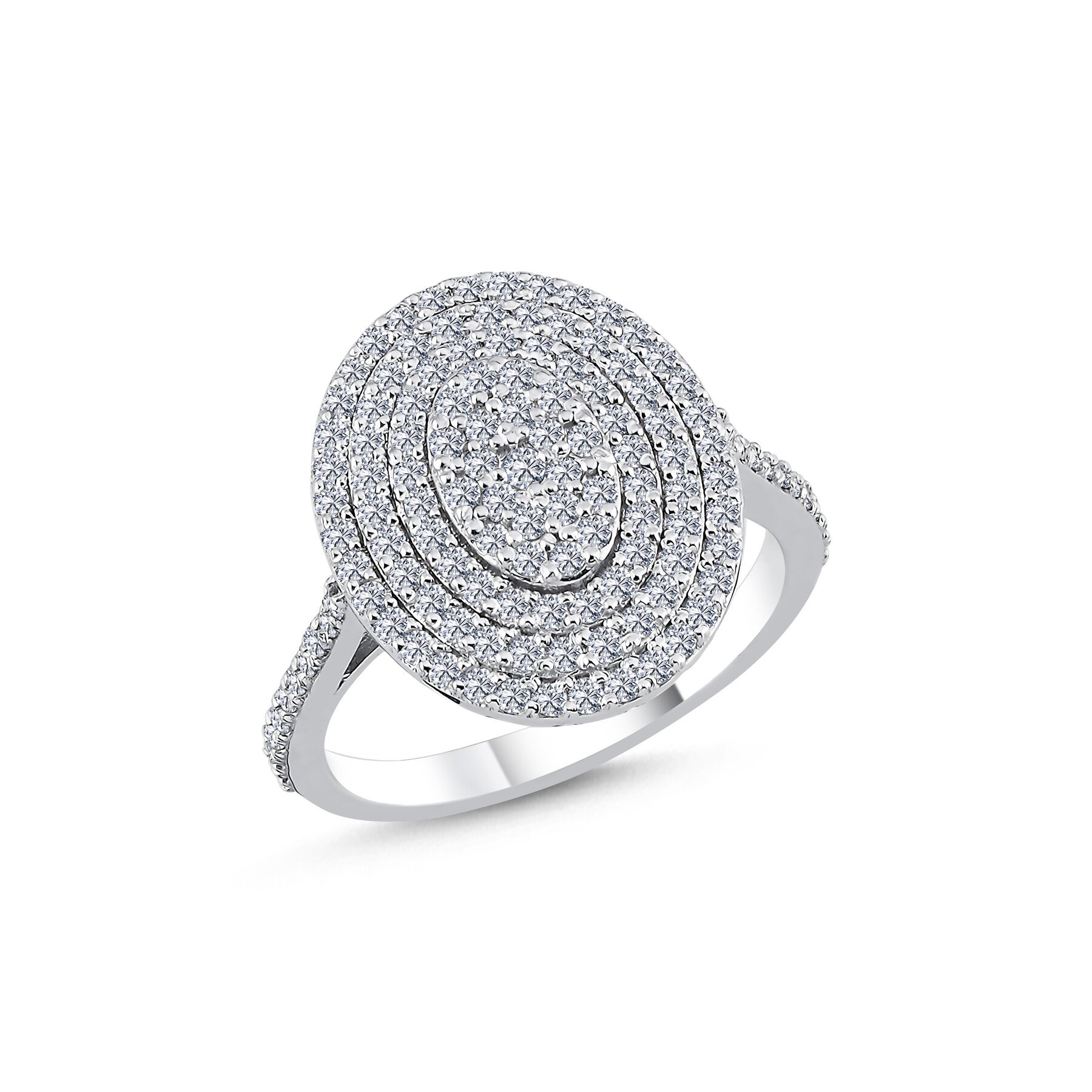 0,85 Karat Laboratuvar Pırlanta Pave Taşlı Oval Yüzük