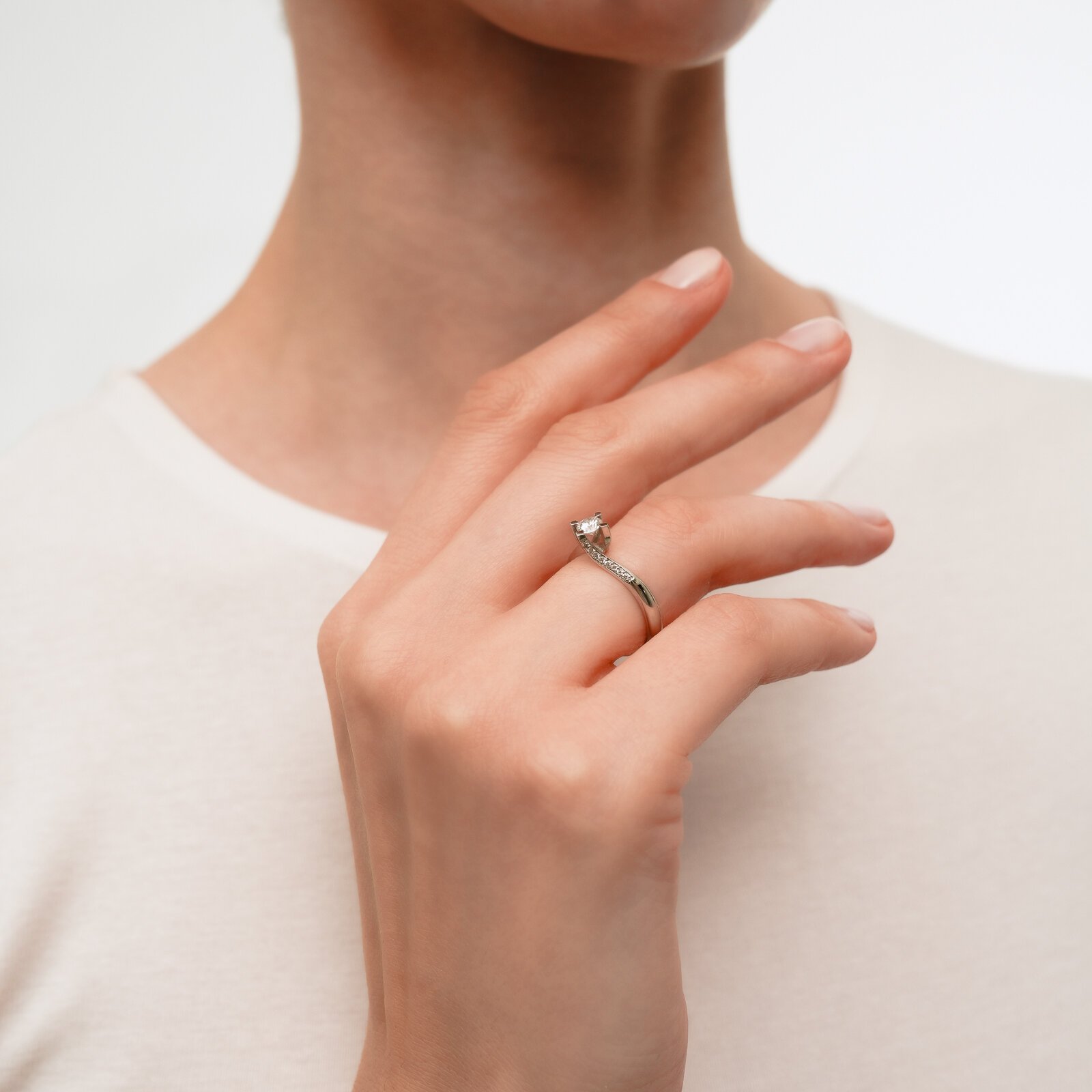 0,36 Karat Laboratuvar Pırlanta Tektaş Yüzük 