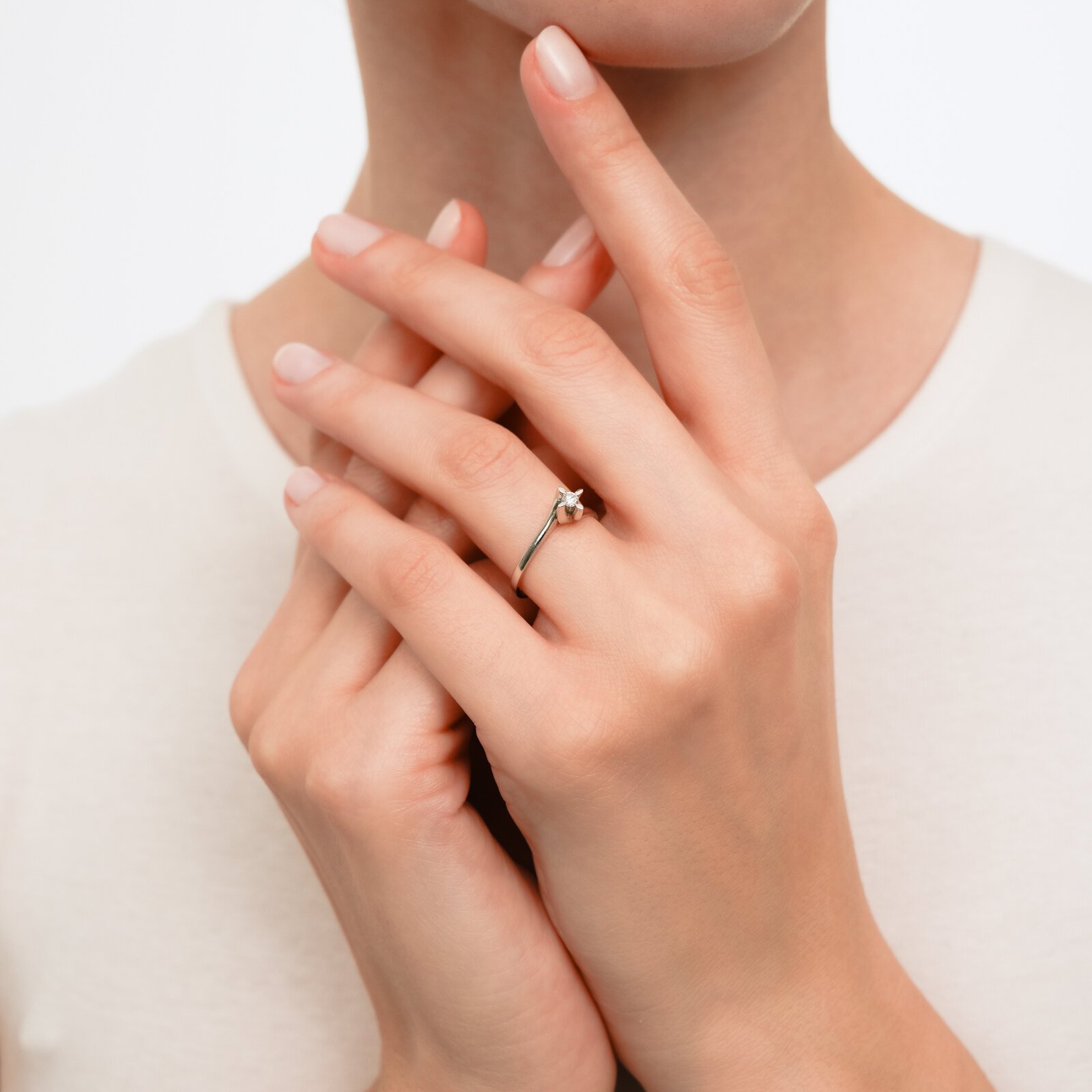 0,10 Karat Laboratuvar Pırlanta Tektaş Yüzük