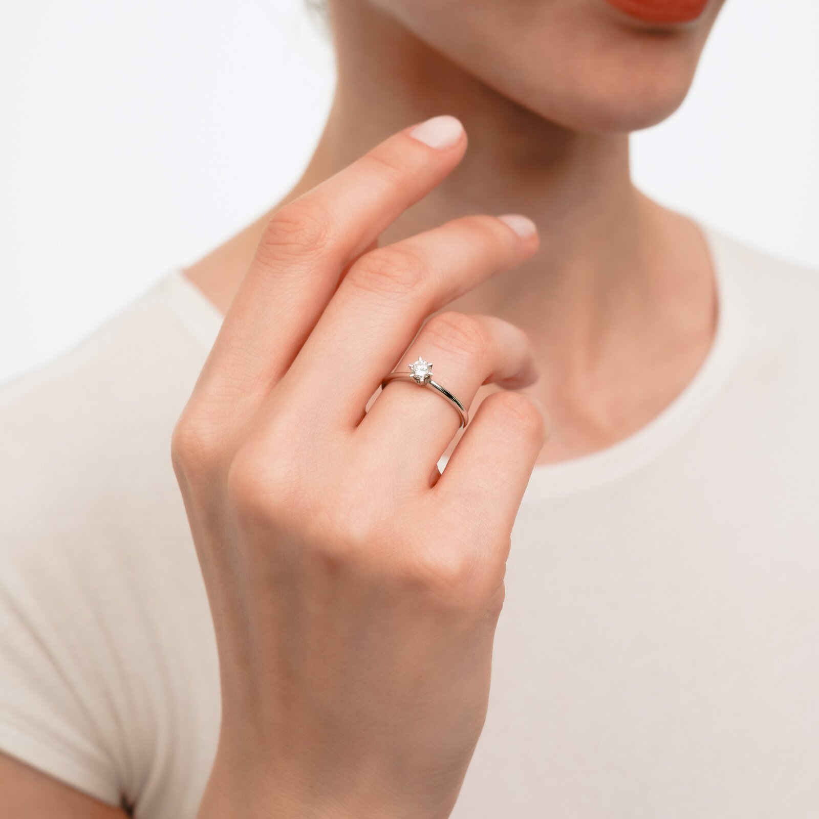 0,25 Karat Laboratuvar Pırlanta 6 Tırnak Tektaş Yüzük