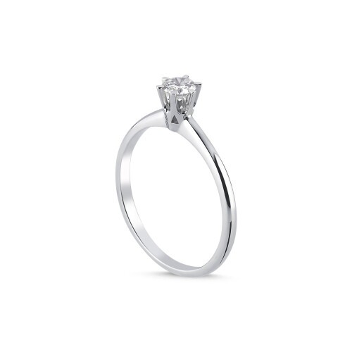 0,25 Karat Laboratuvar Pırlanta 6 Tırnak Tektaş Yüzük-2